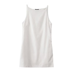 Plus Size Linen Square Neck Sleeveless Midi Dress