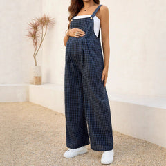 Plus Size Checkered Maternity Jumpsuit