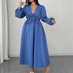 Plus Size Elegant V-Neck Floral Maxi Dress