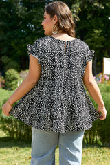 Plus Size Leopard Print Ruffled Blouse