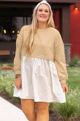 Plus Size Color Block Patchwork Mini Dress