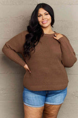 Plus Size Breezy Days High Low Waffle Knit Sweater