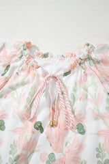 Plus Size Floral Print Striped Detail Short Dress
