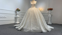 Plus Size Ivory Beading Lace Ball Gown