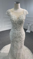 Plus Size Ivory Luxury Beadings Mermaid Dress