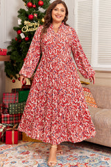 Plus Size Abstract Print V-Neck High Waist Maxi Dress