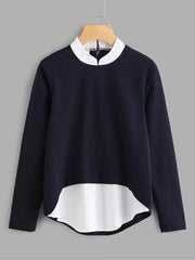 Plus Size Color Block Long Sleeve Sweatshirt