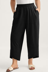 Plus Size Elastic Waist Asymmetrical Capris