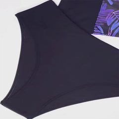 Plus Size Leaf Print Zipper Bikini Bottoms