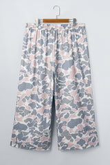 Plus Size Camo Print Patch Pocket Ankle Pants