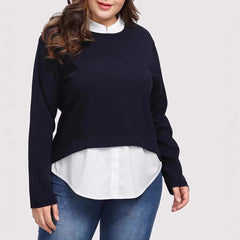 Plus Size Color Block Long Sleeve Sweatshirt