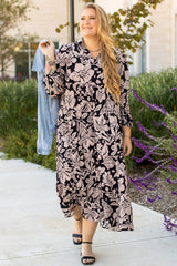 Plus Size Floral Puff Sleeve Maxi Dress