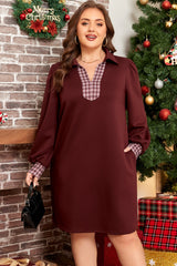 Plus Size Contrast Plaid Shift Mini Dress