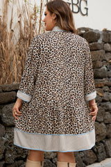 Plus Size Leopard Print V-Neck Mini Dress