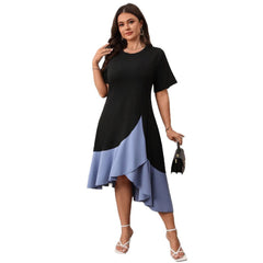 Plus Size Color Block A-Line Dress