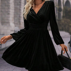 Plus Size Fashionable Commuter Long Sleeve Midi Dress