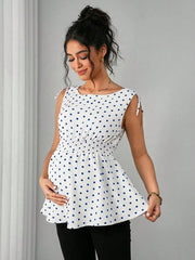 Plus Size Dot Print Maternity Top