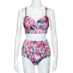 Plus Size High Waist Flower Print Bikini