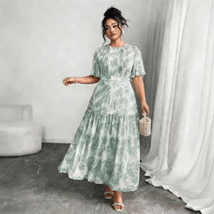 Plus Size Literary Retro Floral Dress