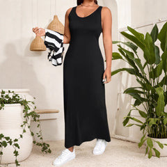 Plus Size Elegant Striped Two-Piece Maxi Dress Set