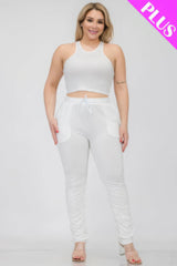 Plus Size Crop Tank & Ruched Pants Set