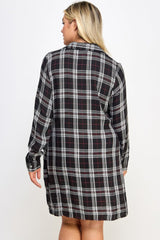 Plus Size Long Sleeve Plaid Dress