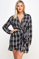 Plus Size Long Sleeve Plaid Dress