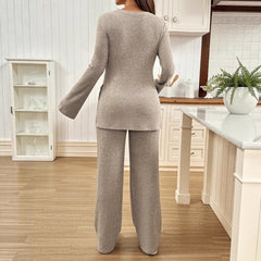 Plus Size Flared Sleeve Top with Side Slit