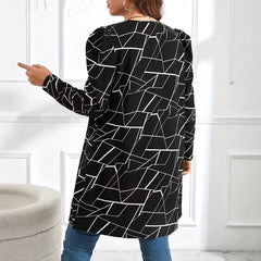 Plus Size Black Elegant Cardigan