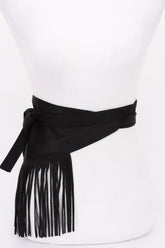 Plus Size Faux Suede Fringe Belt