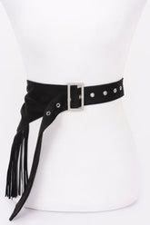 Plus Size Faux Suede Fringe Belt