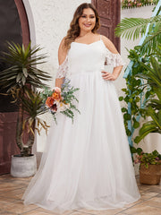Plus Size Cold Shoulder Wedding Dress