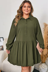 Plus Size Collar Half Button Mini Dress