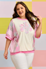 Plus Size Floral Patchwork Embroidery T Shirt