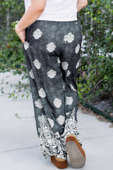 Plus Size Geometric Ethnic Print Wide Leg Pants