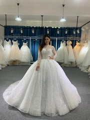 Plus Size Lace Long Sleeve Wedding Gown