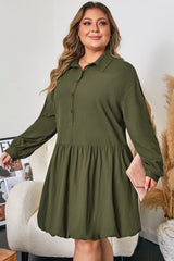 Plus Size Collar Half Button Mini Dress
