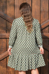 Plus Size Frilled Collar Floral Dress