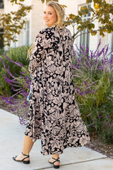 Plus Size Floral Puff Sleeve Maxi Dress