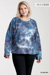 Plus Size French Terry Tie-Dye Raglan Top