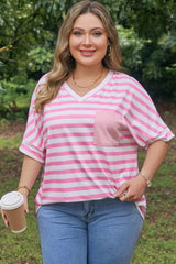 Plus Size Colorblock V-Neck Tee