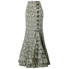 Plus Size Gothic Black Jacquard Mermaid Skirt