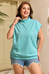 Plus Size High Neck Cap Sleeve Top