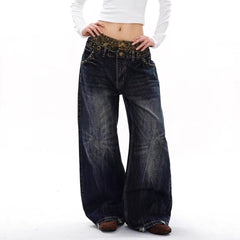 Plus Size Leopard Print Denim Jeans