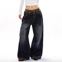 Plus Size Leopard Print Denim Jeans