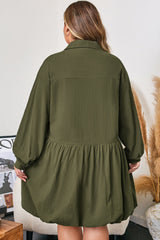 Plus Size Collar Half Button Mini Dress