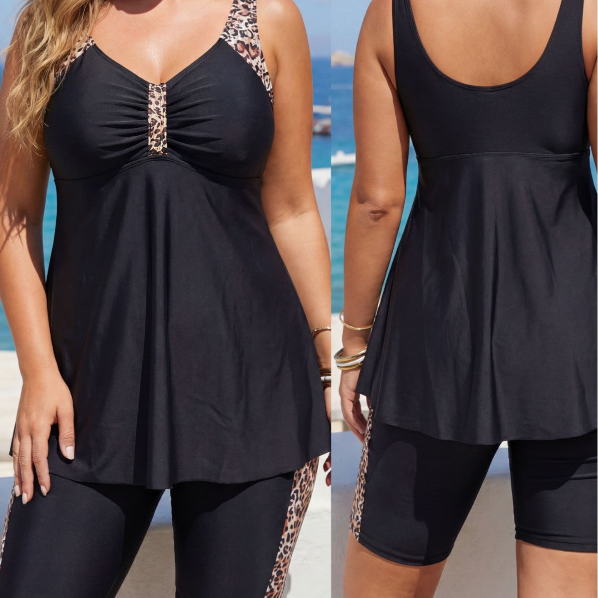 Plus Size Leopard Tankini Swim Set