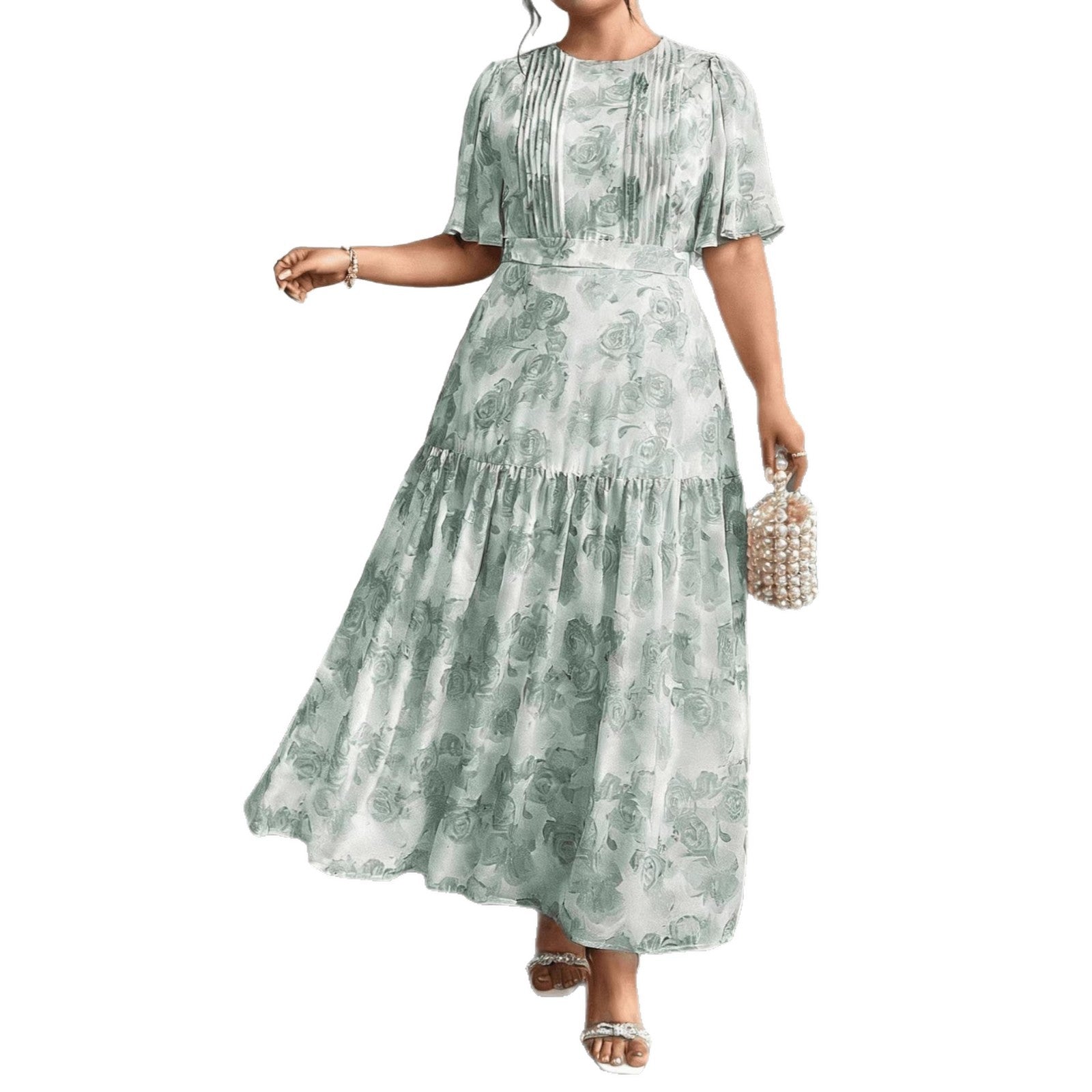 Plus Size Literary Retro Floral Dress