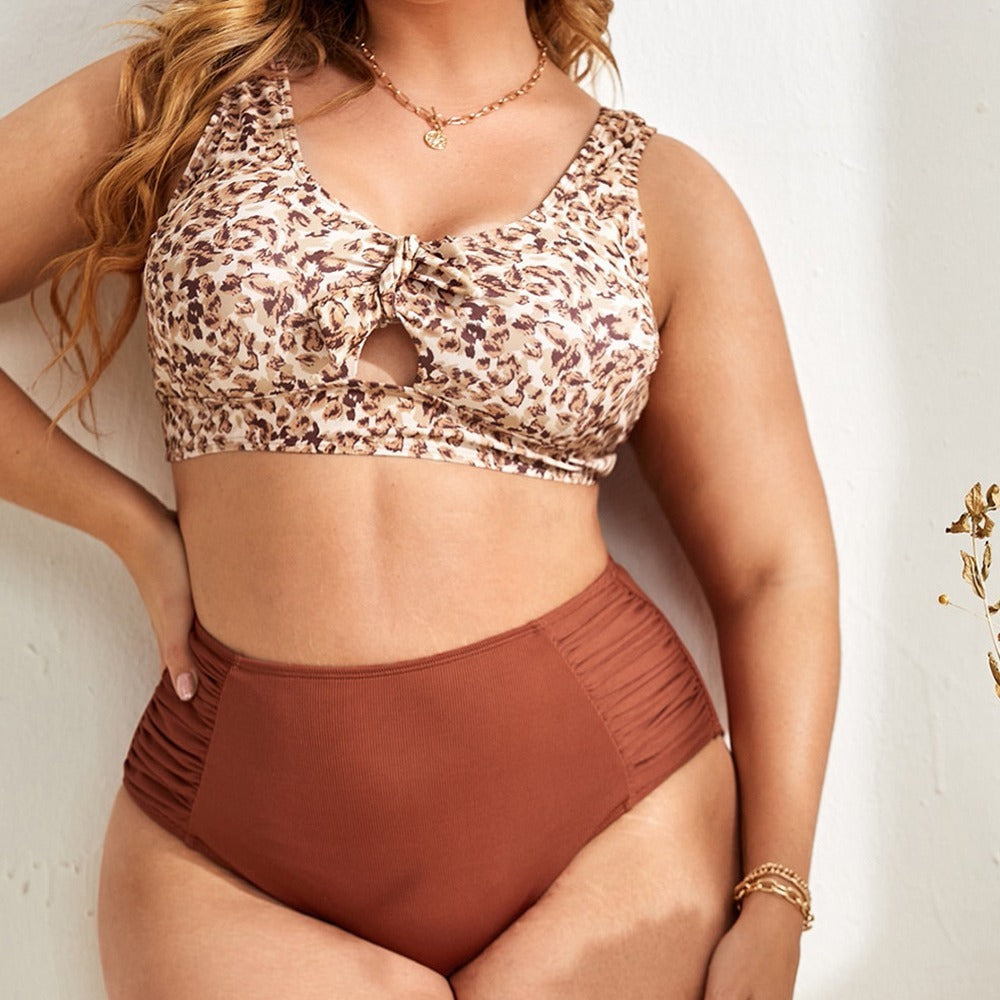 Plus Size Leopard Maternity Swimsuit