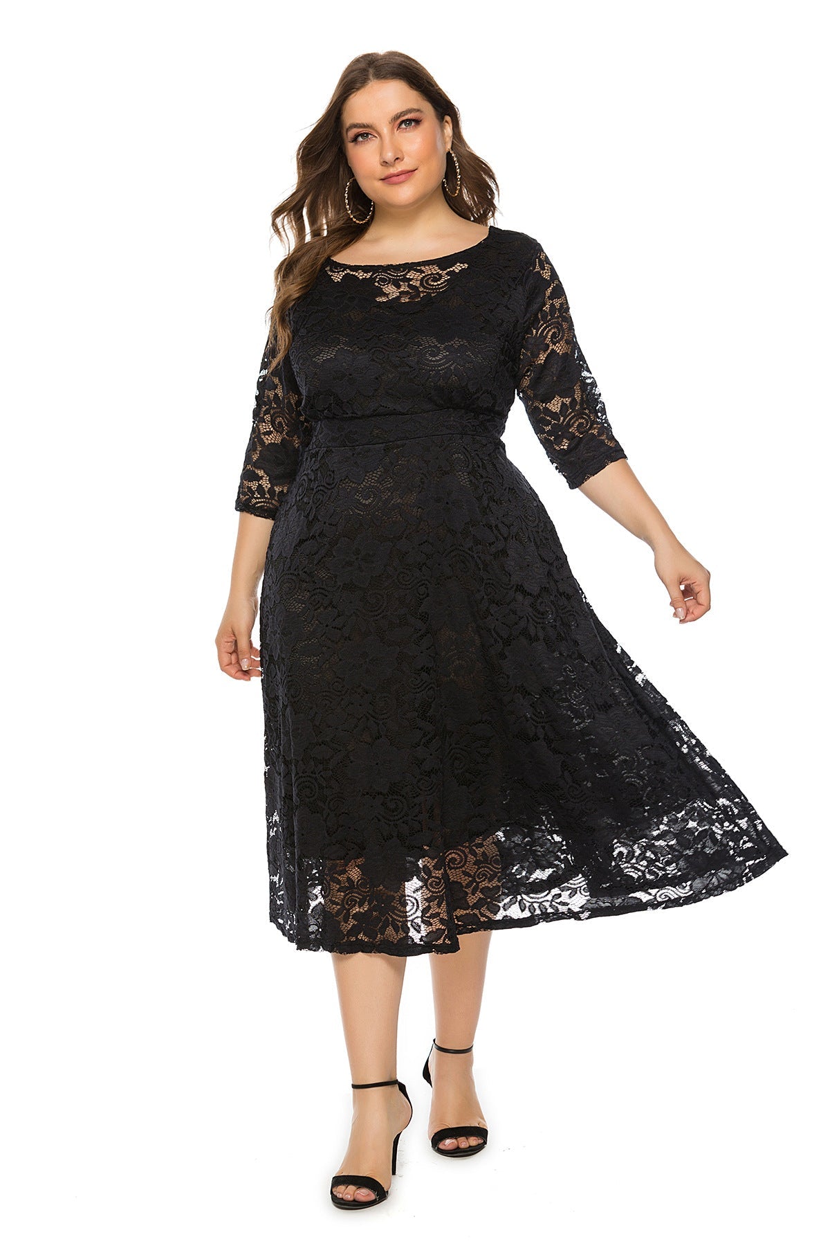Plus Size Evening Dress Midi Cutout